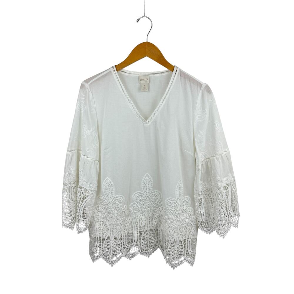 Chico's Embroidered Lace Tunic Top